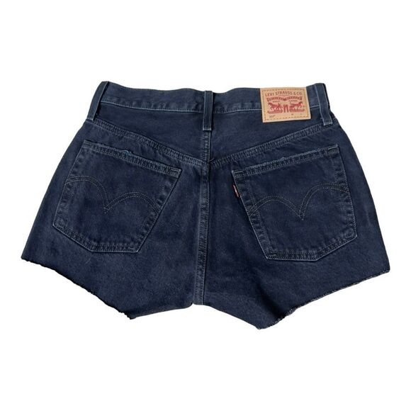 Levi’s Women’s 501 Black Distressed Ripped Raw Hem Jean Shorts Size 26 - Picture 2 of 6